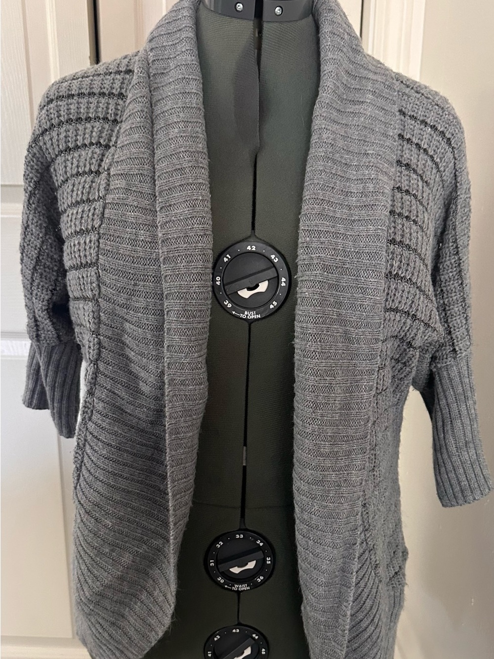 Takeout Gray Open-Front Shawl-Collar Cardigan